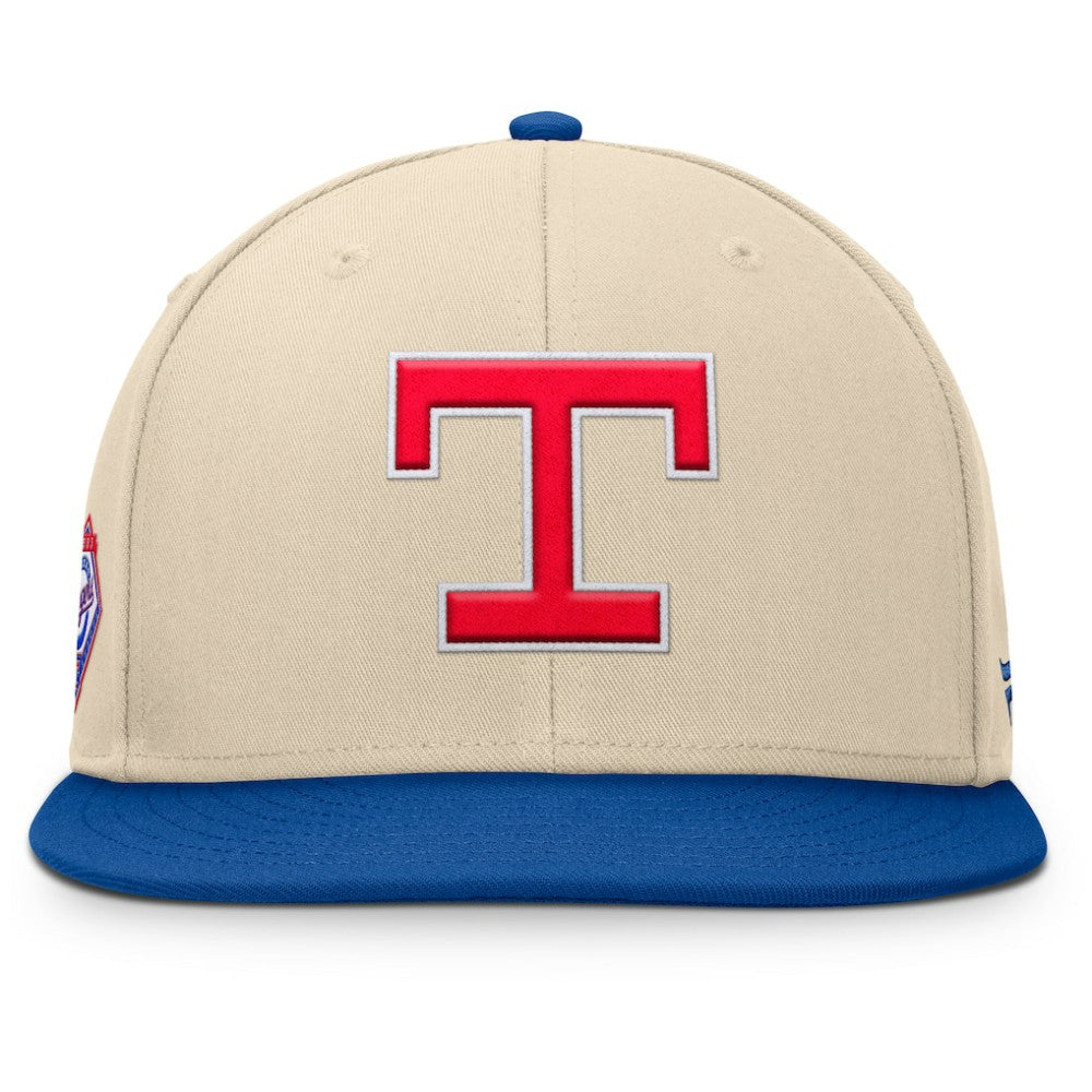 Texas Rangers Fanatics Cooperstown Collection Bounder Snapback Hat - Natural/Royal Hats