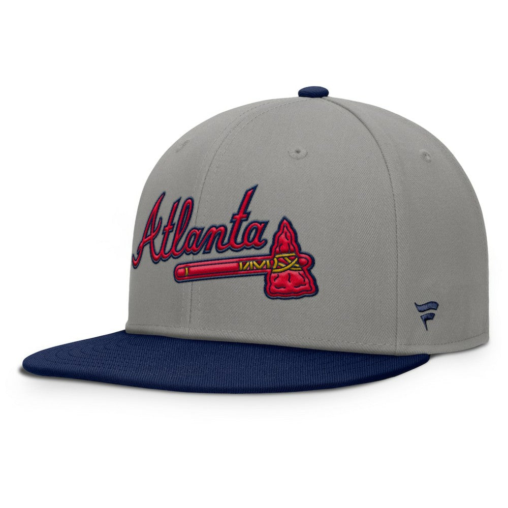 Atlanta Braves Fanatics Clubhouse Dugout Fitted Hat - Gray/Navy Hats