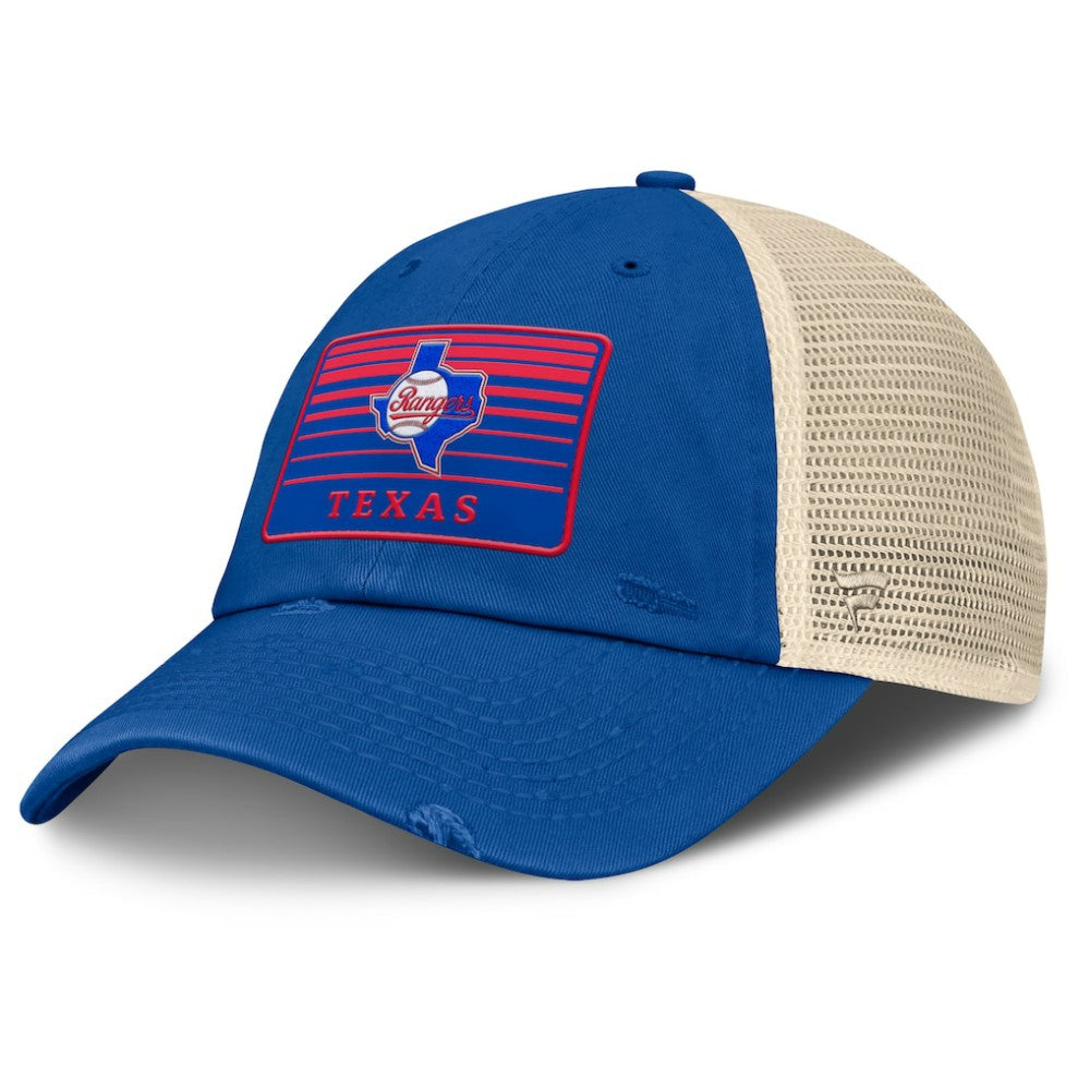 Texas Rangers Fanatics Cooperstown Collection Eastbound Mesh Adjustable Hat - Royal/Natural Hats