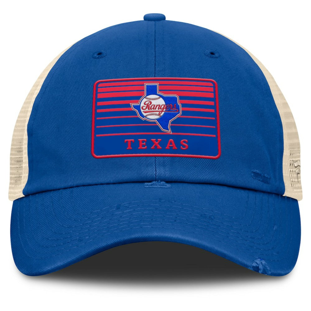 Texas Rangers Fanatics Cooperstown Collection Eastbound Mesh Adjustable Hat - Royal/Natural Hats