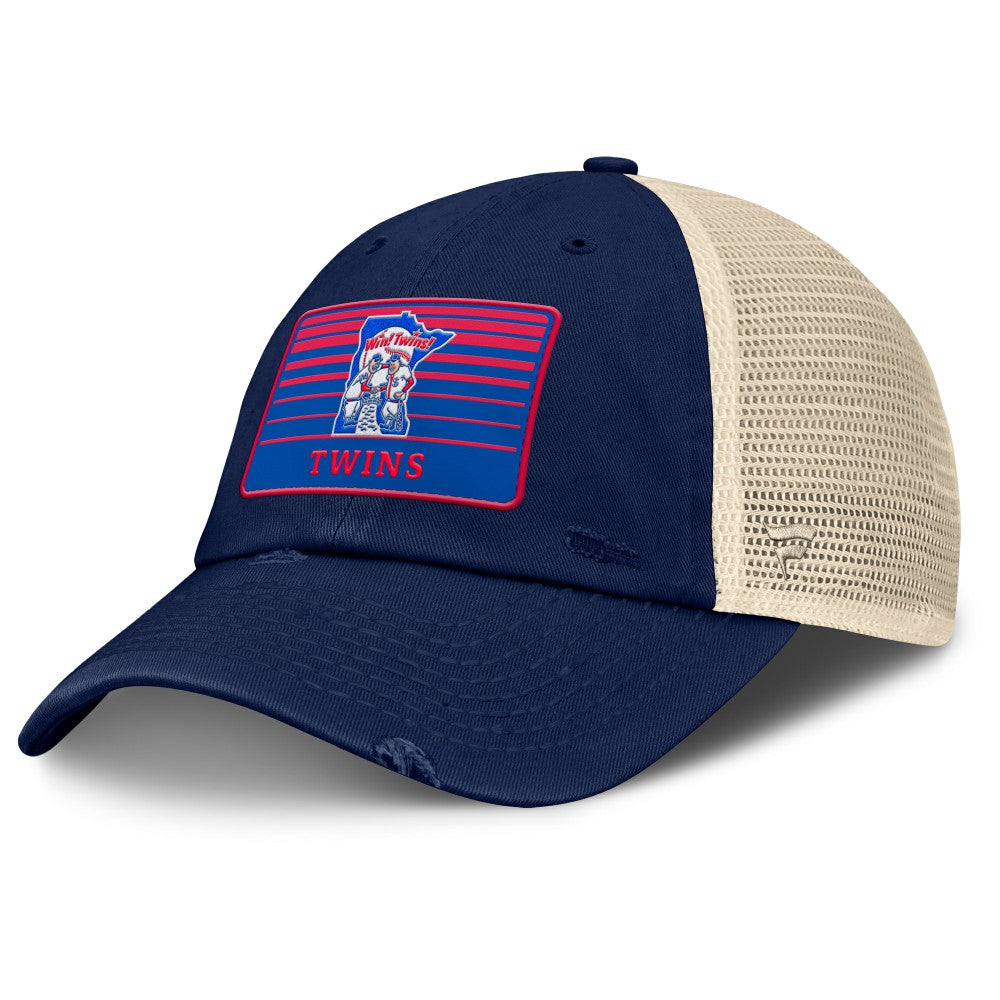 Minnesota Twins Fanatics Cooperstown Collection Eastbound Mesh Adjustable Hat - Navy/Natural Hats