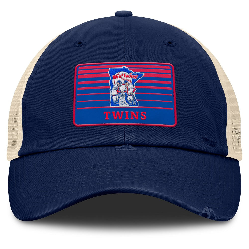 Minnesota Twins Fanatics Cooperstown Collection Eastbound Mesh Adjustable Hat - Navy/Natural Hats