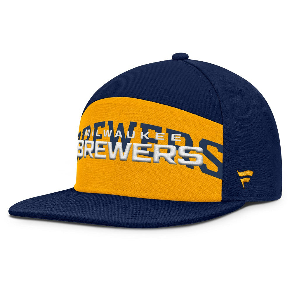 Milwaukee Brewers Fanatics Clubhouse Splitter Snapback Hat - Navy/Gold Hats