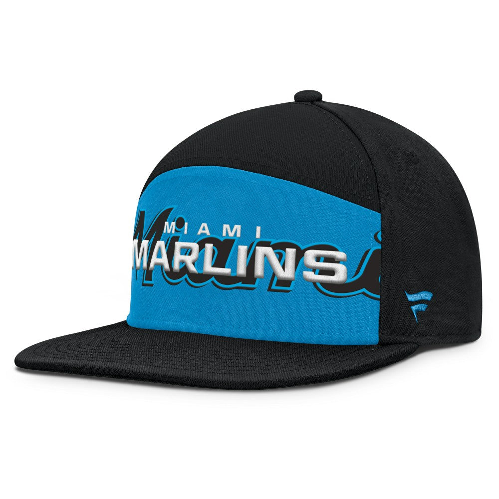 Miami Marlins Fanatics Clubhouse Splitter Snapback Hat - Black/Blue Hats