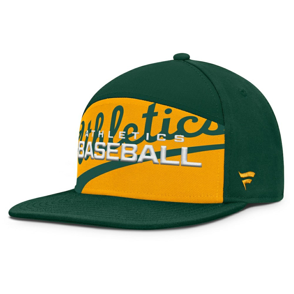 Athletics Fanatics Clubhouse Splitter Snapback Hat - Green/Gold Hats