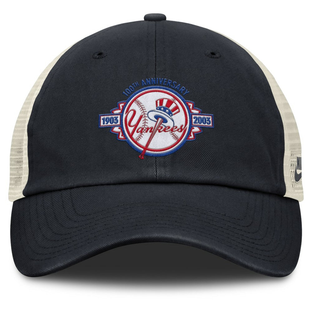 New York Yankees Nike Cooperstown Collection Club Trucker Adjustable Hat - Navy/Natural Hats