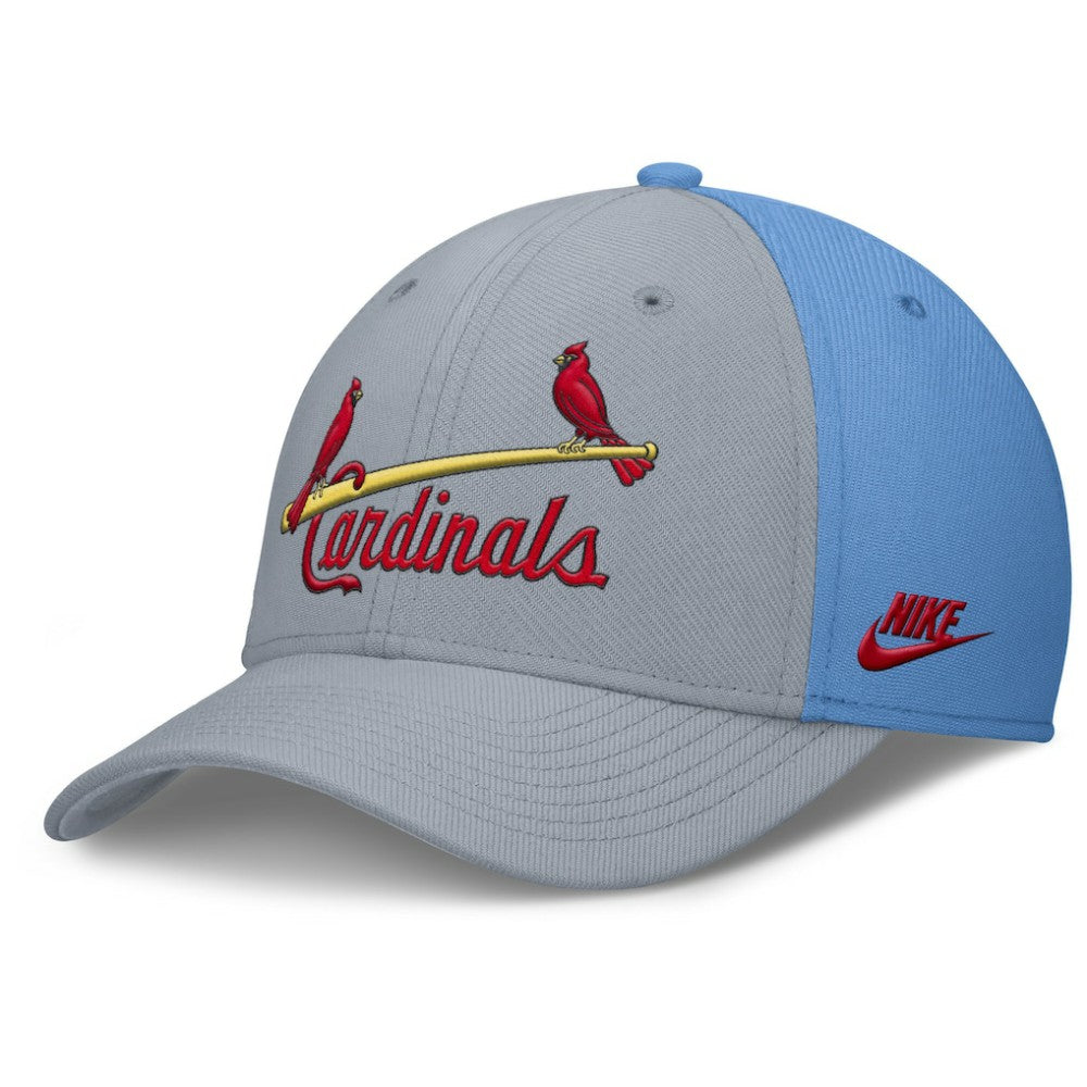 St. Louis Cardinals Nike Rise Swoosh Performance Flex Hat - Gray/Light Blue Hats