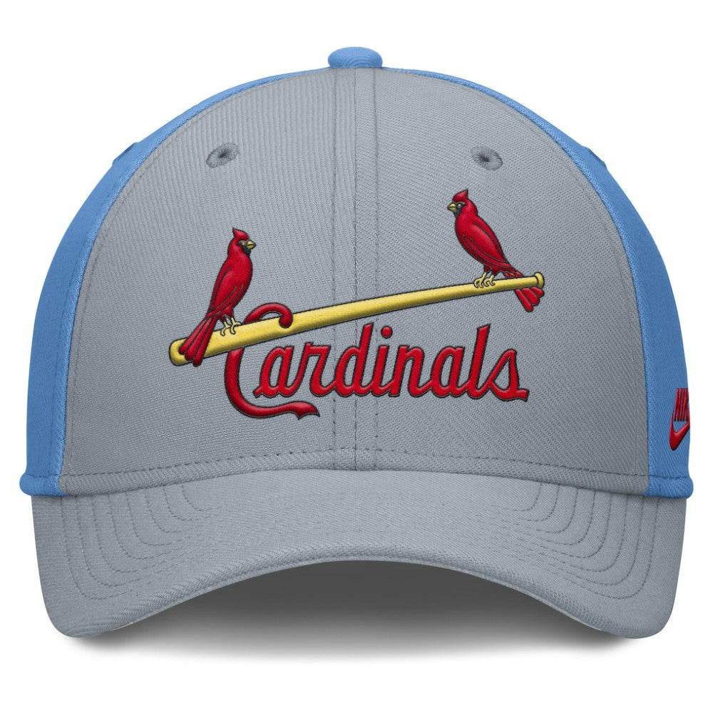 St. Louis Cardinals Nike Rise Swoosh Performance Flex Hat - Gray/Light Blue Hats
