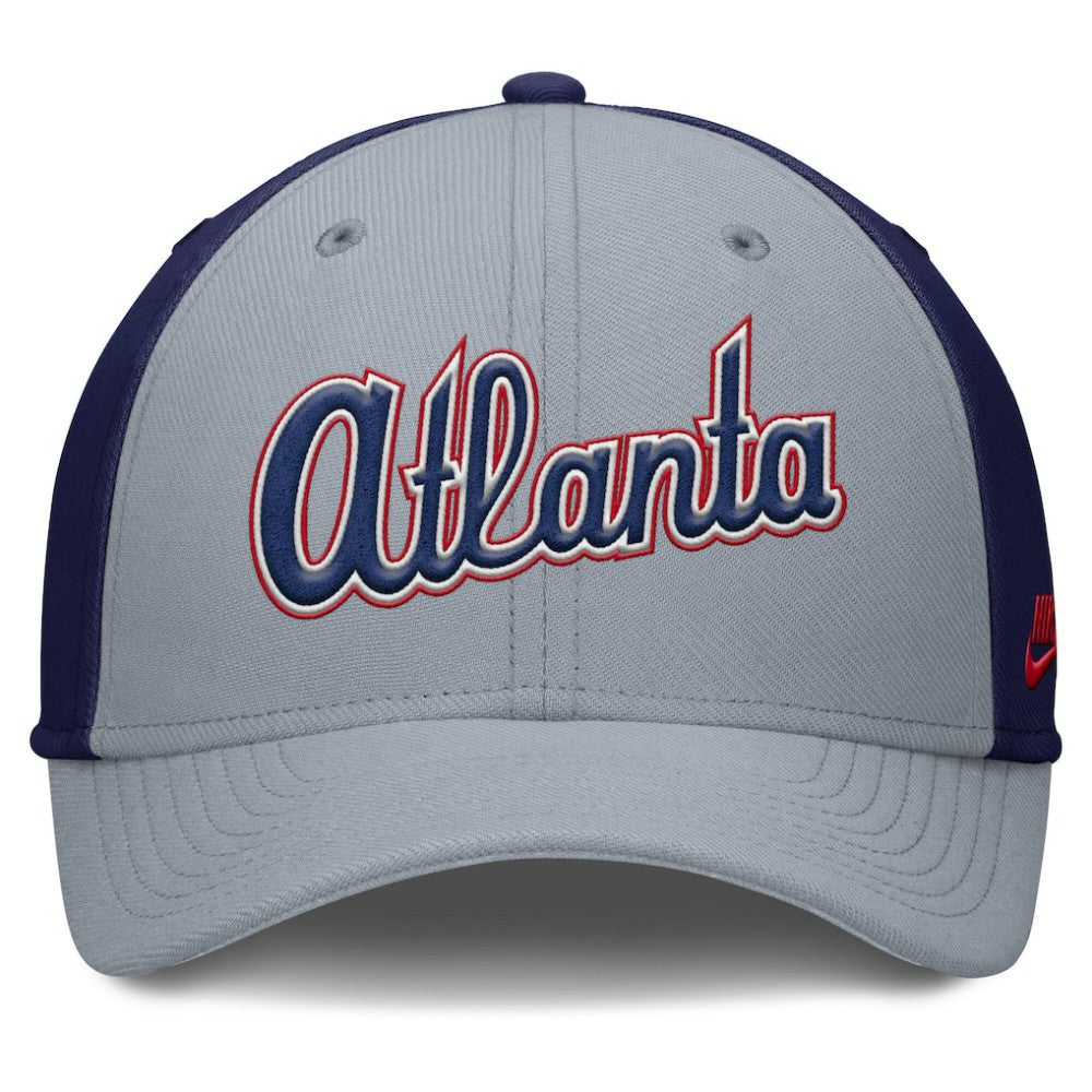 Atlanta Braves Nike Rise Swoosh Performance Flex Hat - Gray/Navy Hats