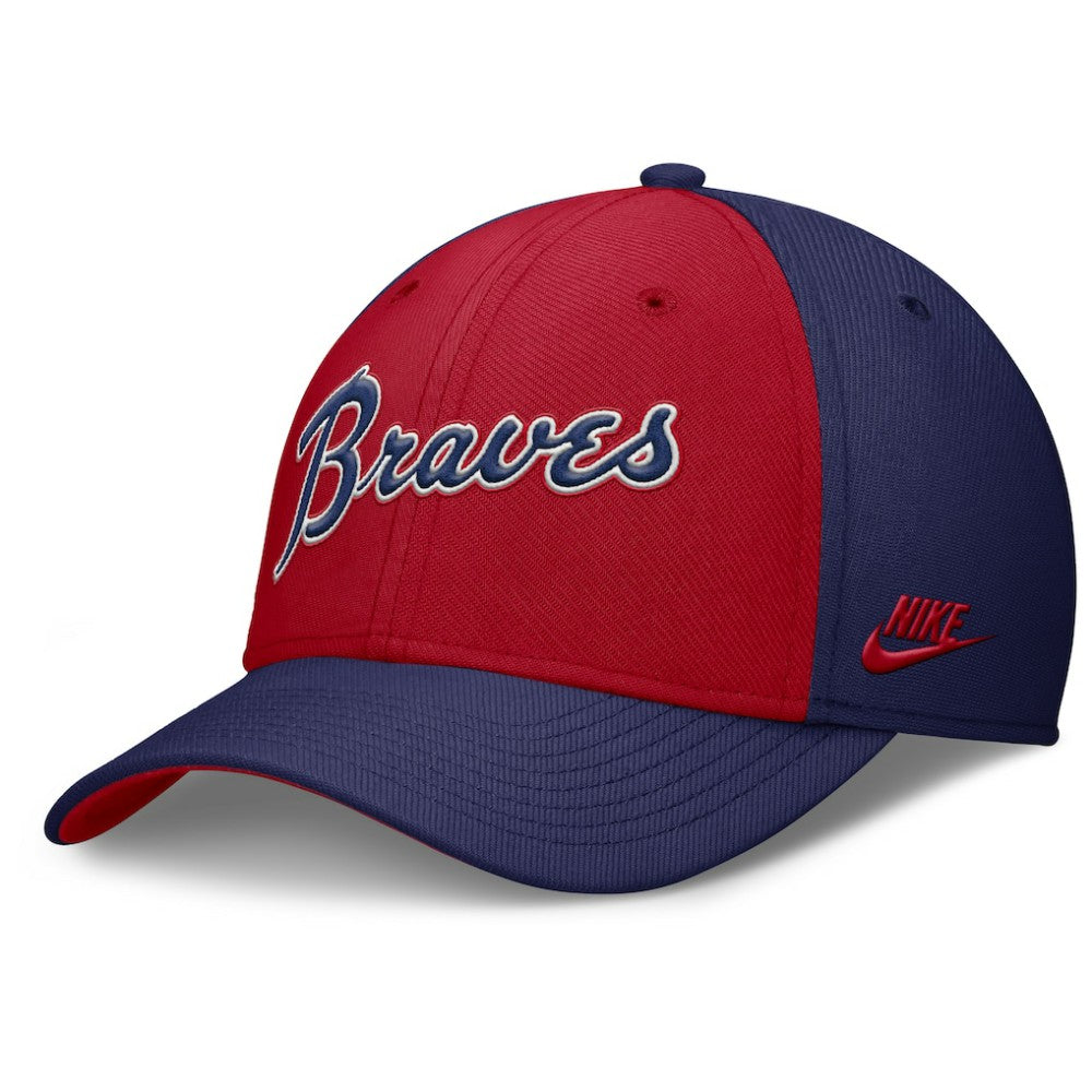 Atlanta Braves Nike Rise Swoosh Performance Flex Hat - Navy/Red Hats