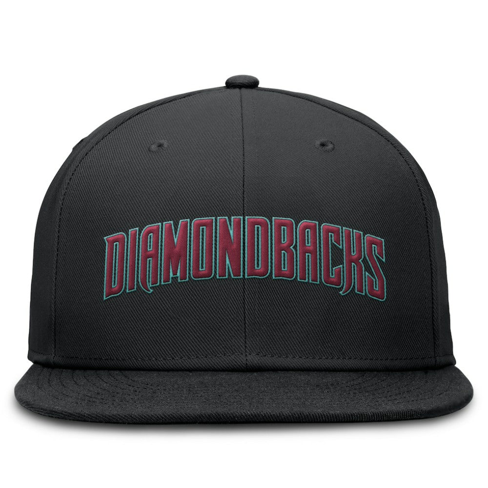 Arizona Diamondbacks Nike Wordmark Dri-FIT Round Bill True Fitted Hat - Black Hats