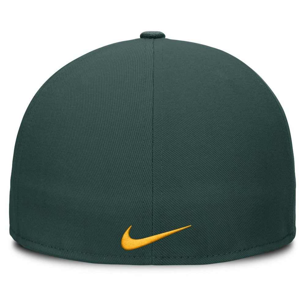 Athletics Nike Wordmark Dri-FIT Round Bill True Fitted Hat - Green Hats