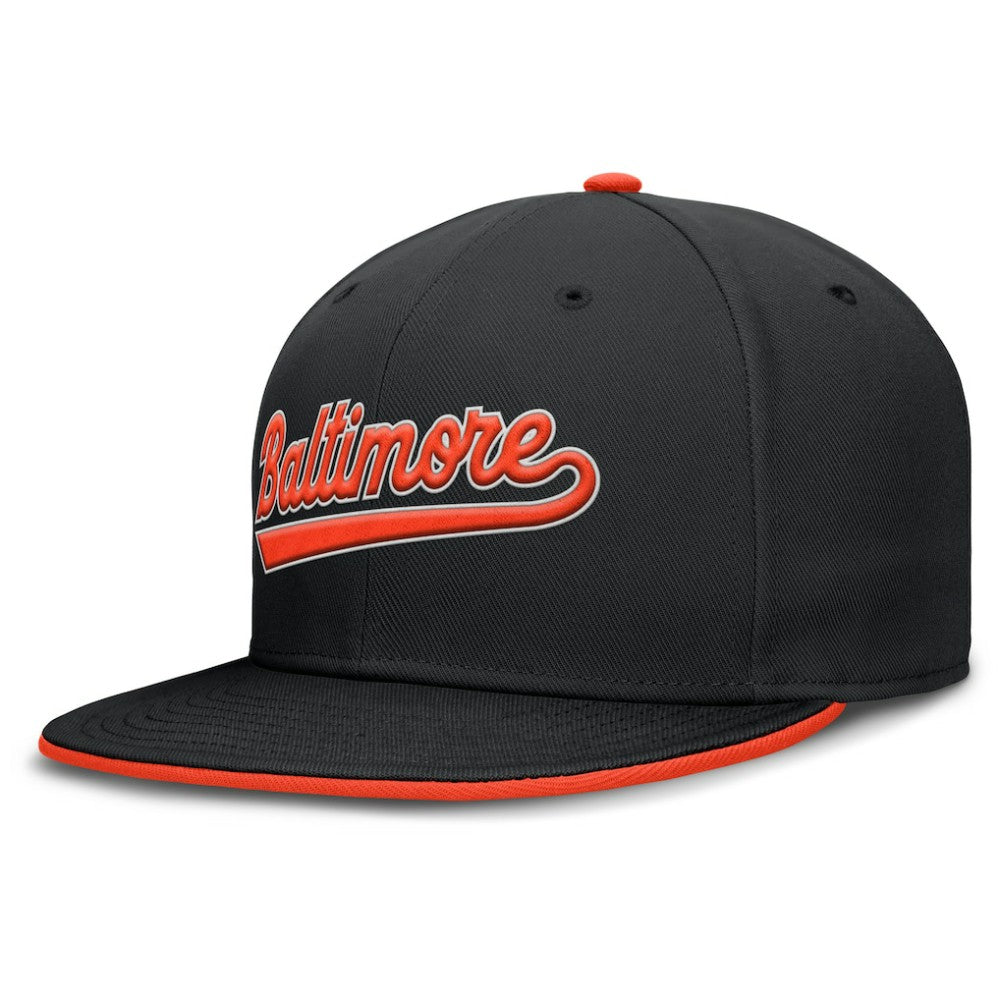 Baltimore Orioles Nike Primetime Dri-FIT Round Bill True Fitted Hat - Black Hats