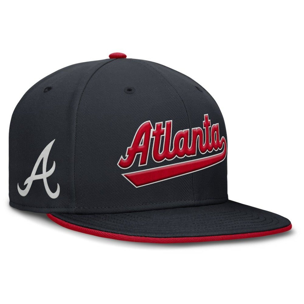 Atlanta Braves Nike Primetime Dri-FIT Round Bill True Fitted Hat - Navy Hats