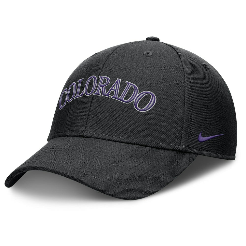Colorado Rockies Nike Rise Gaberdine Adjustable Hat - Black Hats