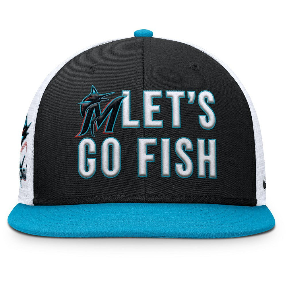 Miami Marlins Nike Pro Performance Trucker Snapback Hat - Black/Light Blue Hats