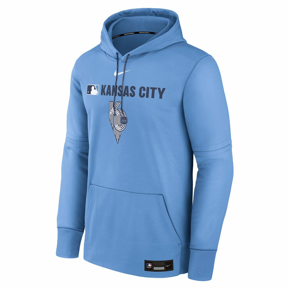 Kansas City Royals Nike Authentic Collection City Connect Therma Pullover Hoodie - Light Blue Hoodies