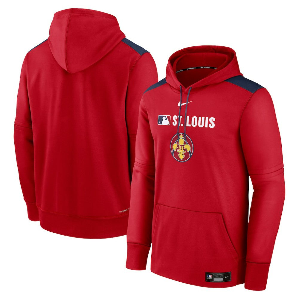 St. Louis Cardinals Nike Authentic Collection City Connect Therma Pullover Hoodie - Red Hoodies