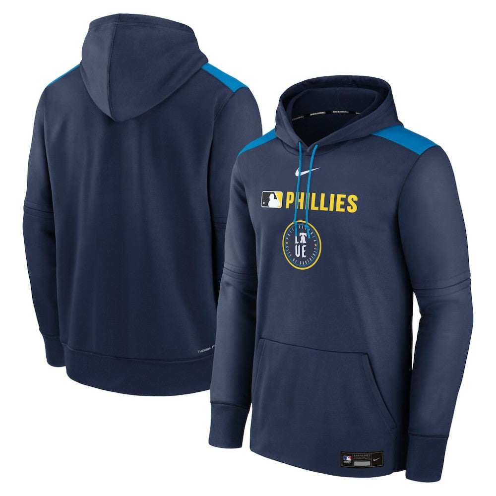 Philadelphia Phillies Nike Authentic Collection City Connect Therma Pullover Hoodie - Navy Hoodies