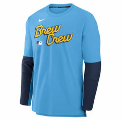 Milwaukee Brewers Nike 2025 City Connect Authentic Collection Player Dri-FIT Lightweight Pullover - Light Blue Pullover