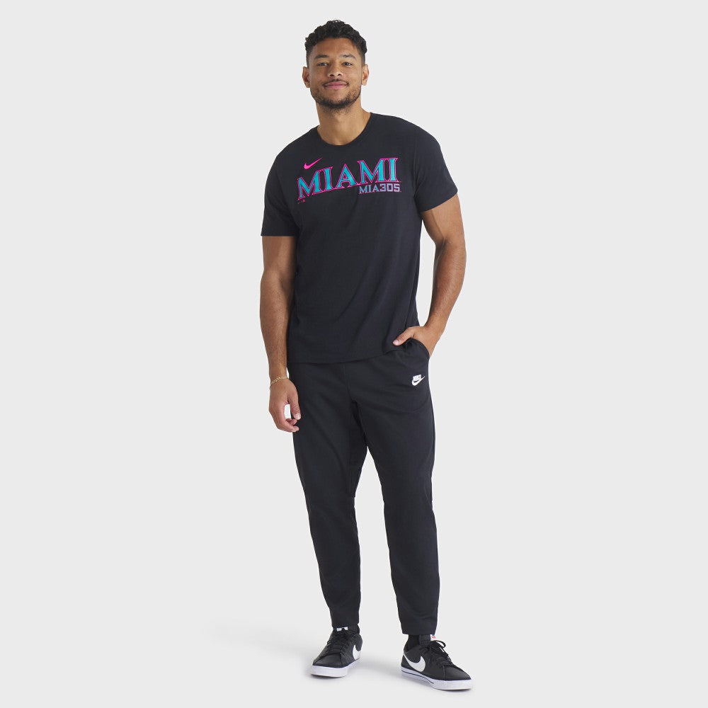 Miami Marlins Nike City Connect Wordmark T-Shirt - Black T-shirts