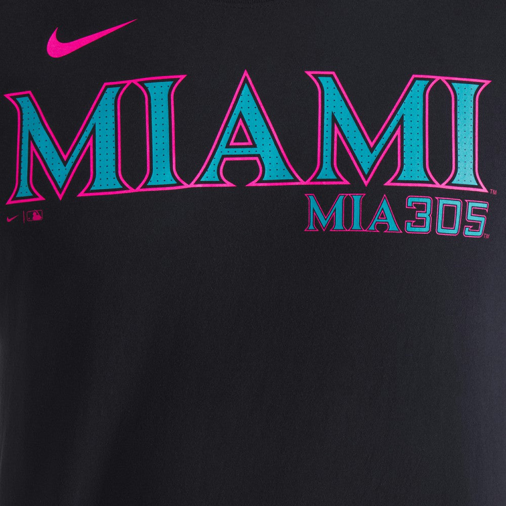 Miami Marlins Nike City Connect Wordmark T-Shirt - Black T-shirts