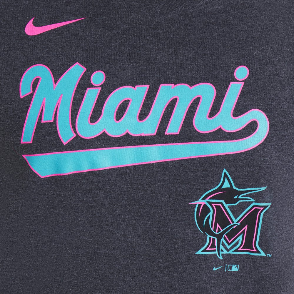 Miami Marlins Nike City Connect Script Tri-Blend T-Shirt - Heather Black T-shirts