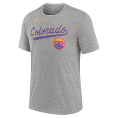 Colorado Rockies Nike City Connect Script Tri-Blend T-Shirt - Heather Charcoal T-shirts