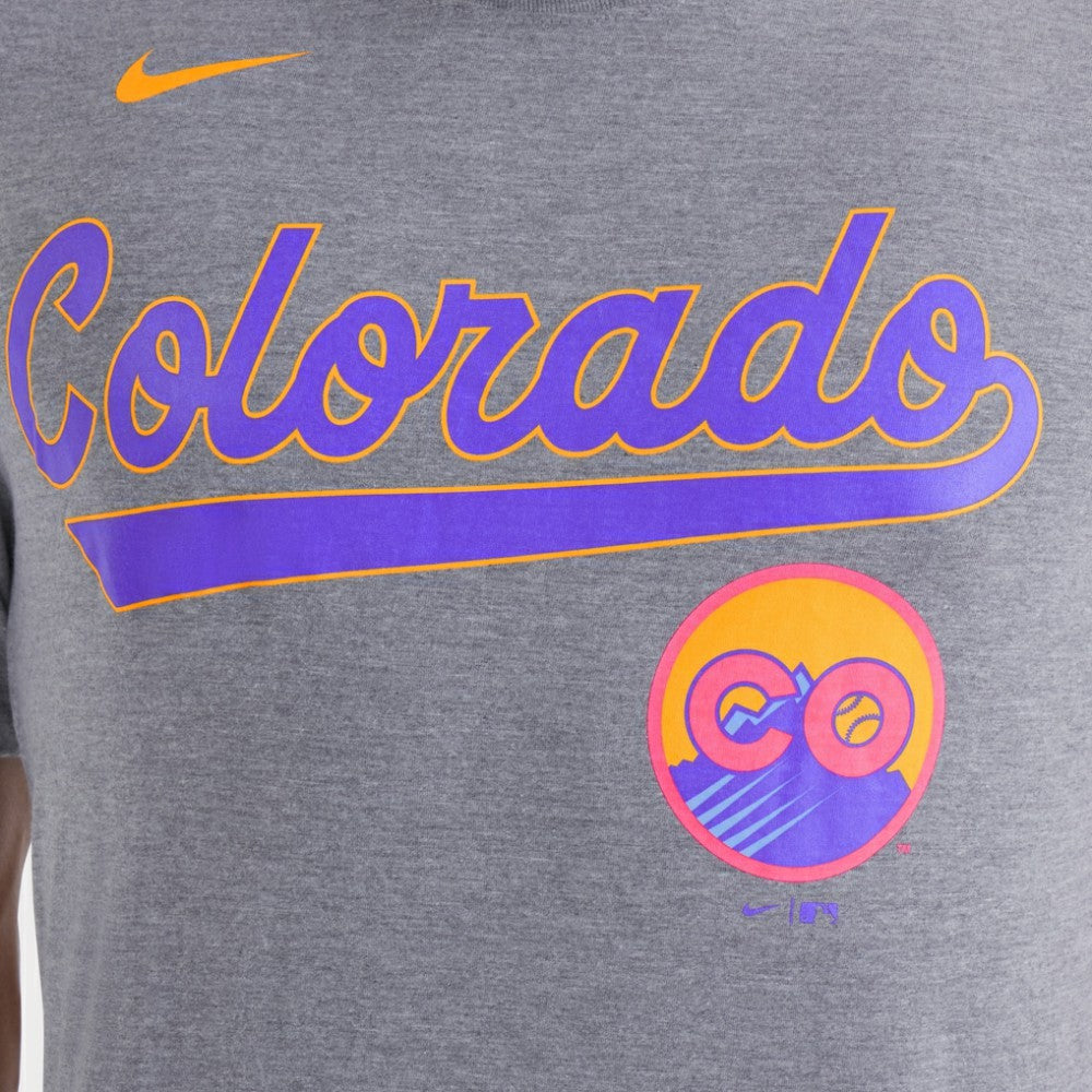 Colorado Rockies Nike City Connect Script Tri-Blend T-Shirt - Heather Charcoal T-shirts