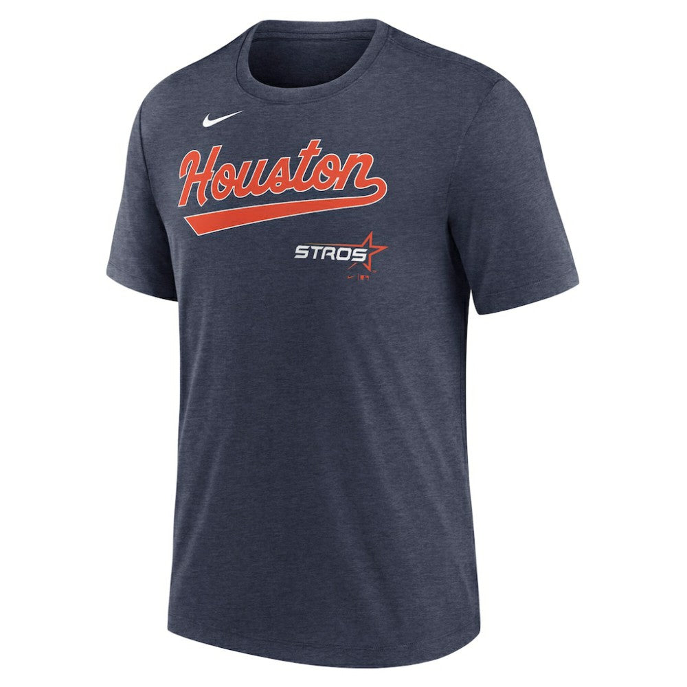 Houston Astros Nike City Connect Script Tri-Blend T-Shirt - Heather Navy T-shirts
