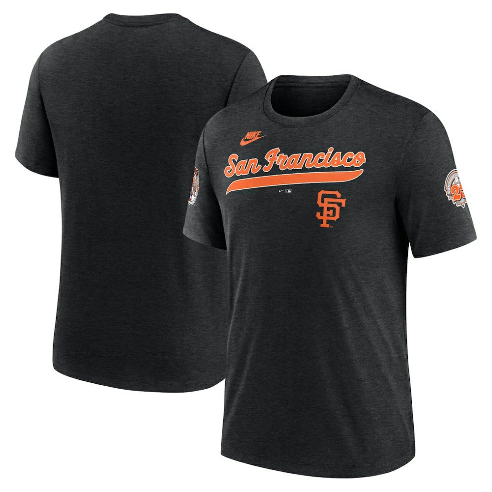 San Francisco Giants Nike Cooperstown Collection Eras Tri-Blend T-Shirt - Heather Black T-shirts
