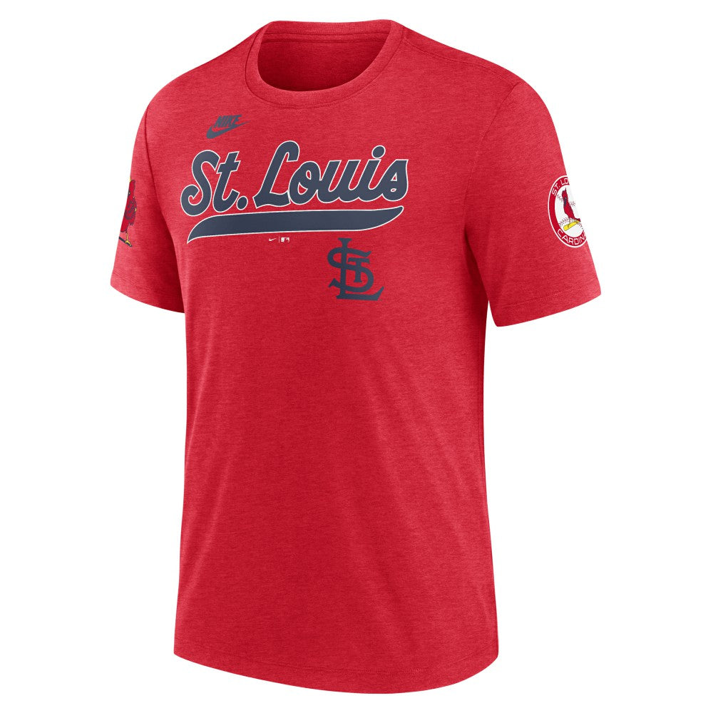 St. Louis Cardinals Nike Cooperstown Collection Eras Tri-Blend T-Shirt - Heather Red T-shirts