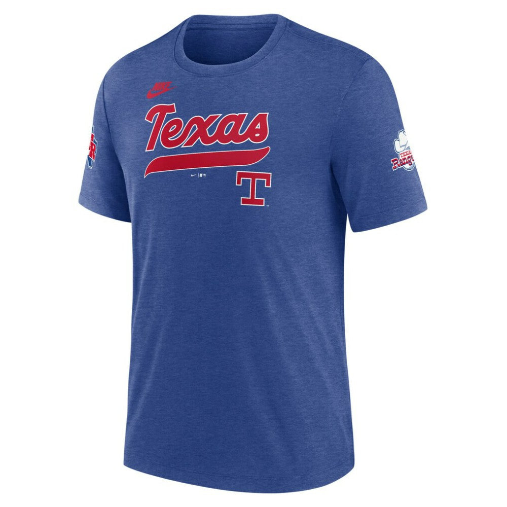 Texas Rangers Nike Cooperstown Collection Eras Tri-Blend T-Shirt - Heather Royal T-shirts