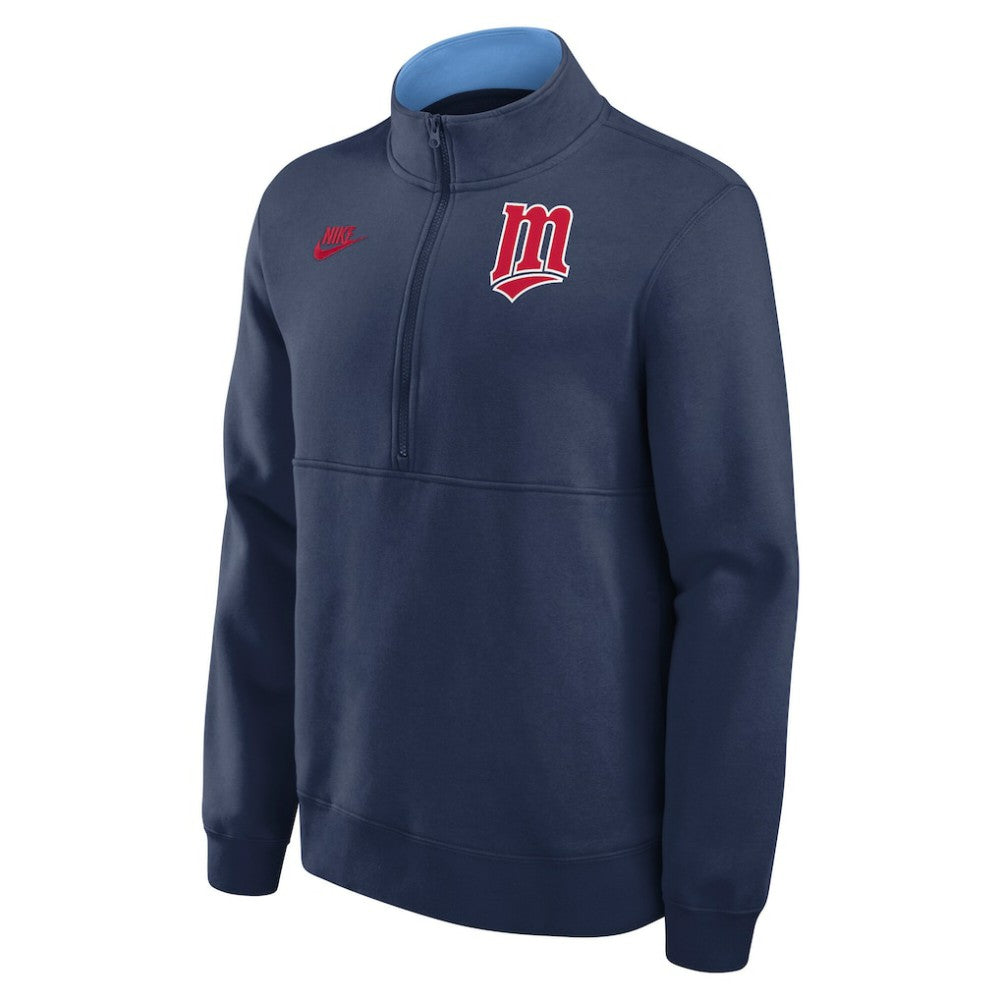 Minnesota Twins Nike Cooperstown Collection Fleece Half-Zip Pullover - Navy Pullover