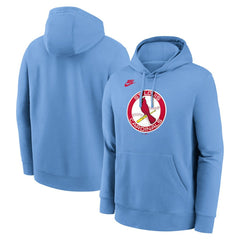 St. Louis Cardinals Nike Cooperstown Collection Logo Club Hoodie - Light Blue Hoodies
