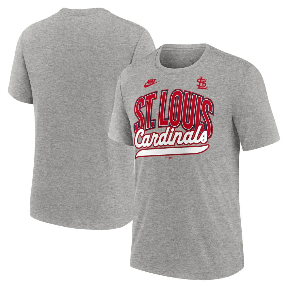 St. Louis Cardinals Nike Cooperstown Collection Retro Tri-Blend T-Shirt - Heather Gray T-shirts