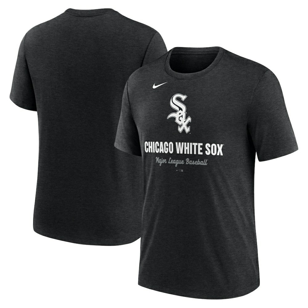 Chicago White Sox Nike Logo Tri-Blend T-Shirt - Heather Black T-shirts