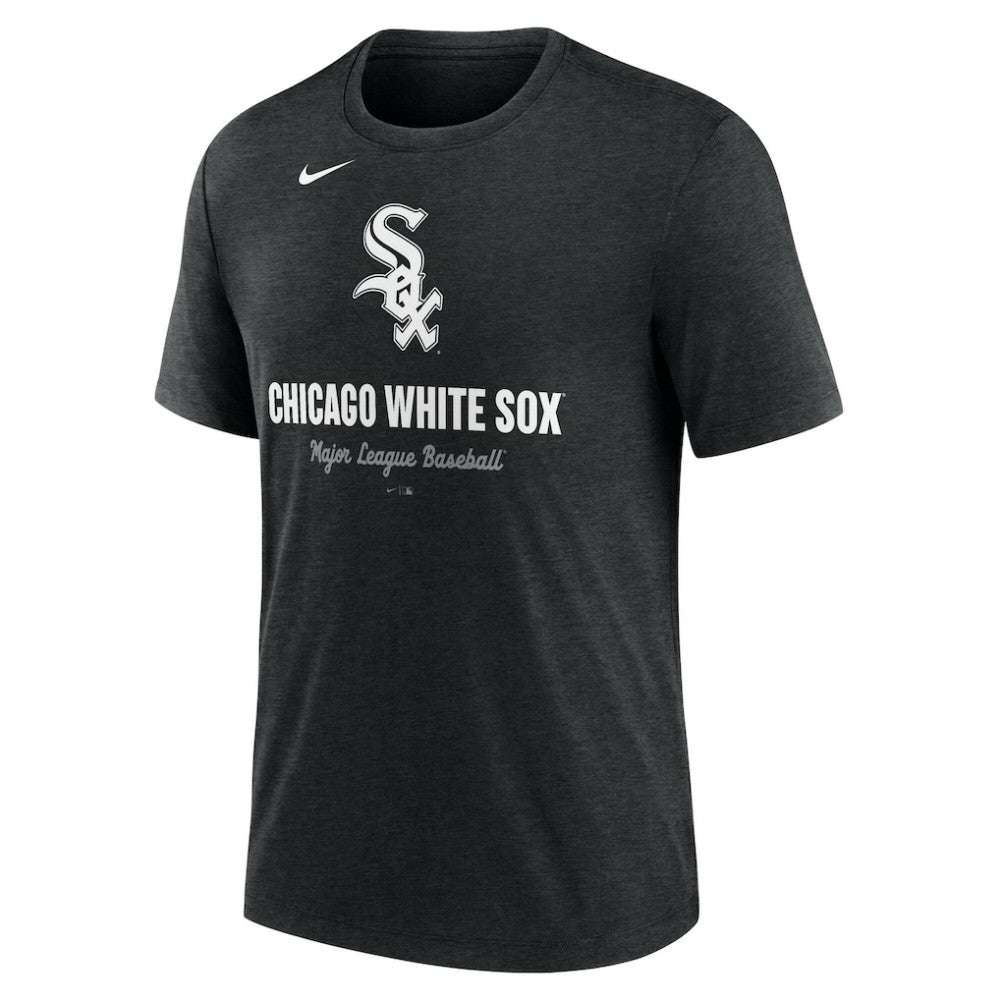 Chicago White Sox Nike Logo Tri-Blend T-Shirt - Heather Black T-shirts