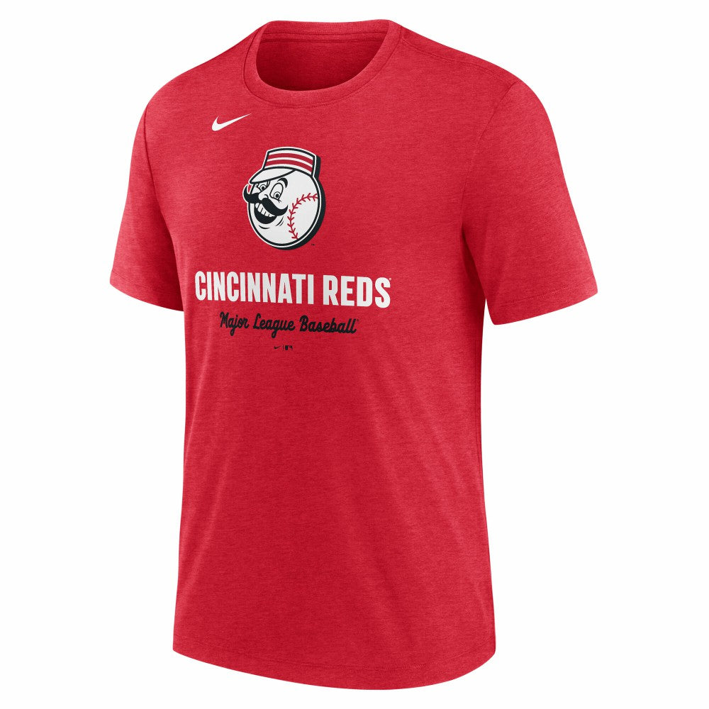 Cincinnati Reds Nike Logo Tri-Blend T-Shirt - Heather Red T-shirts