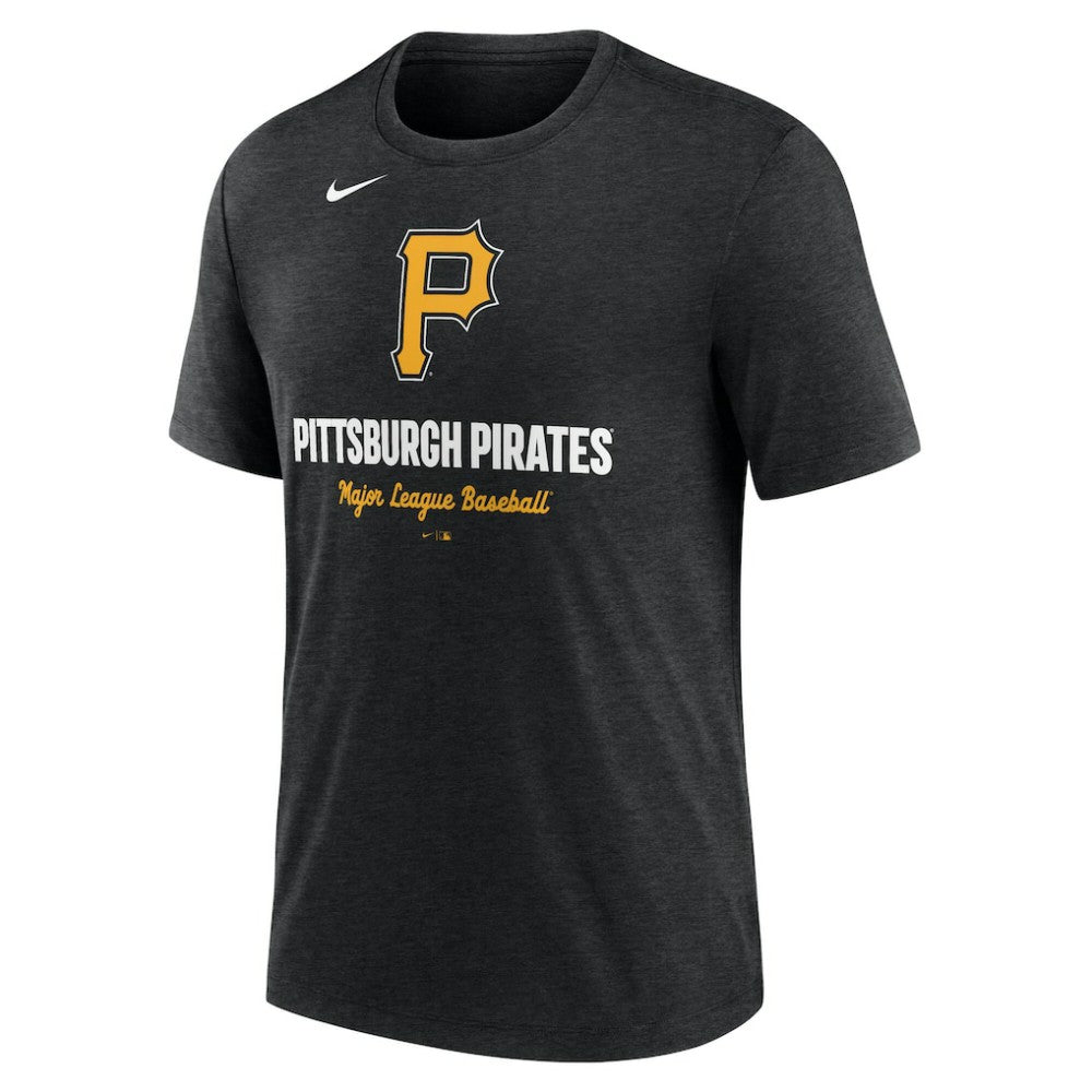 Pittsburgh Pirates Nike Logo Tri-Blend T-Shirt - Heather Black T-shirts