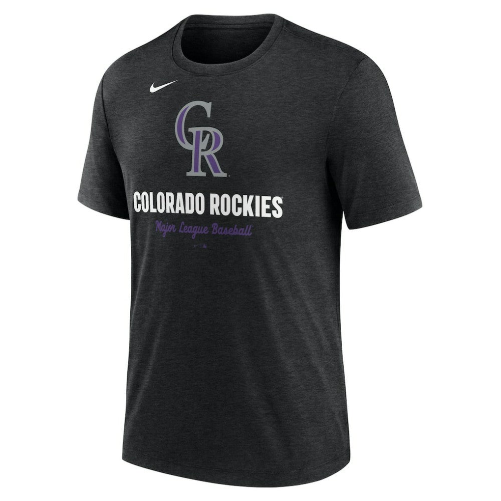 Colorado Rockies Nike Logo Tri-Blend T-Shirt - Heather Black T-shirts
