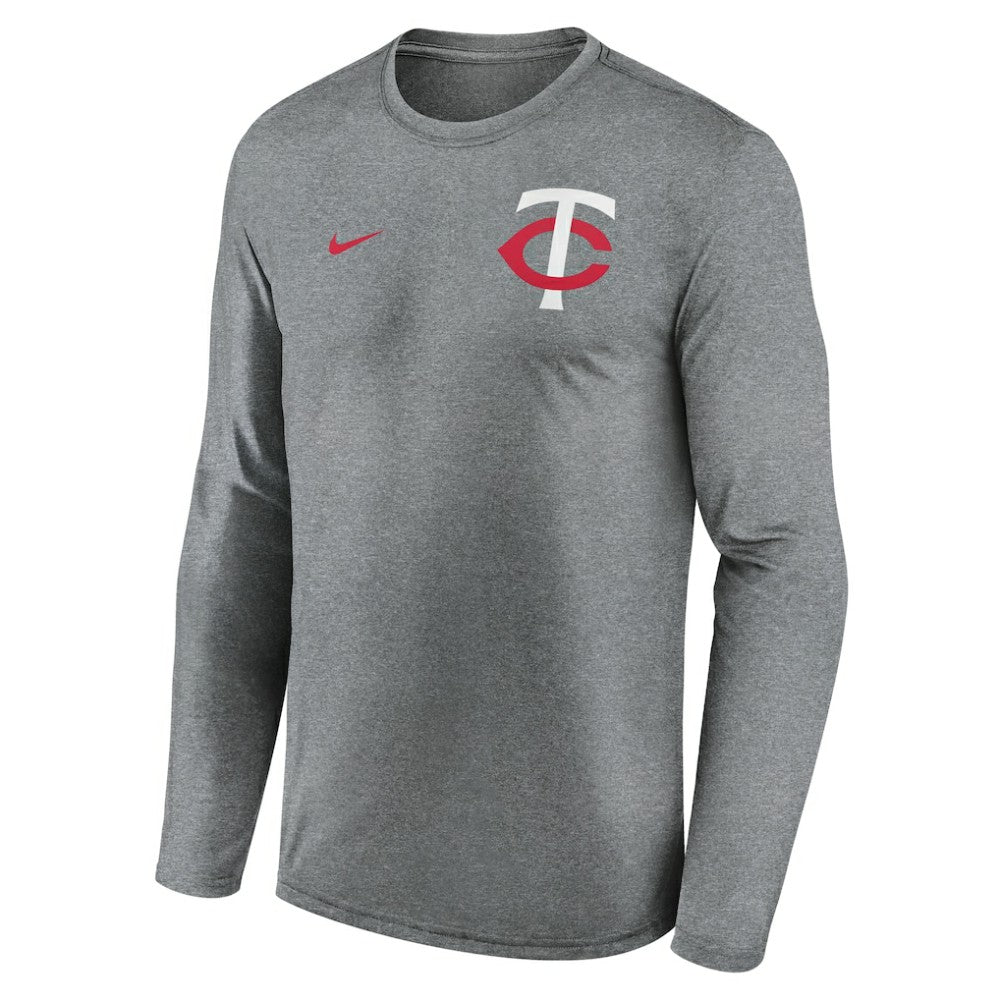 Minnesota Twins Nike 2-Hit Legend Dri-FIT Long Sleeve T-Shirt - Heather Charcoal T-shirts