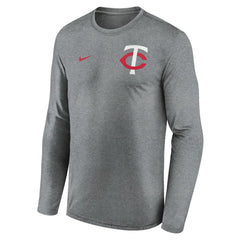 Minnesota Twins Nike 2-Hit Legend Dri-FIT Long Sleeve T-Shirt - Heather Charcoal T-shirts