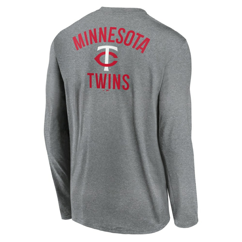 Minnesota Twins Nike 2-Hit Legend Dri-FIT Long Sleeve T-Shirt - Heather Charcoal T-shirts