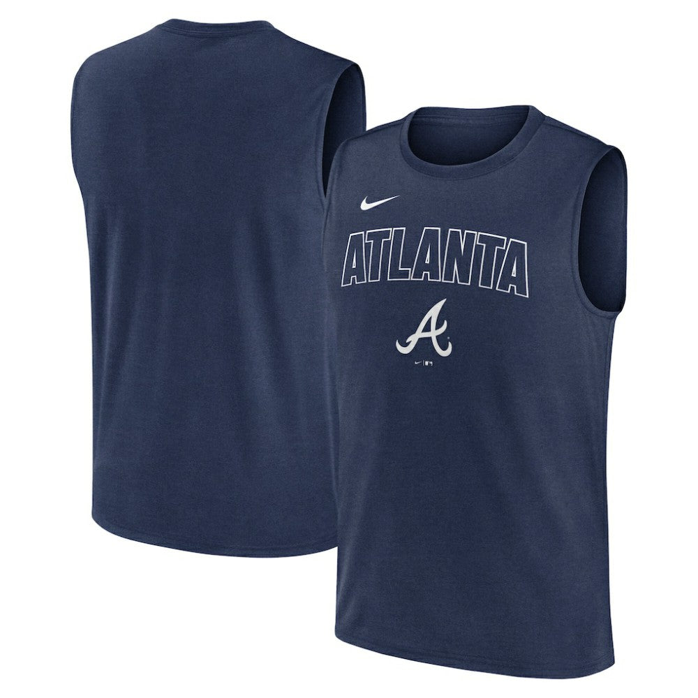 Atlanta Braves Nike Knockout Dri-FIT Muscle Tank Top - Navy Tanks