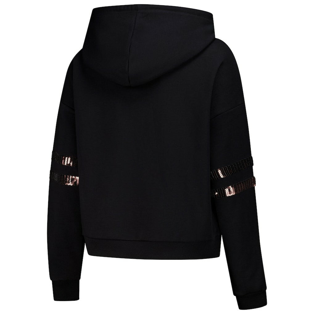 Cleveland Browns Cuce Women's Cropped Sequins Pullover Hoodie - Black Hoodies