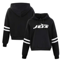 New York Jets Cuce Women's Cropped Sequins Pullover Hoodie - Black Hoodies