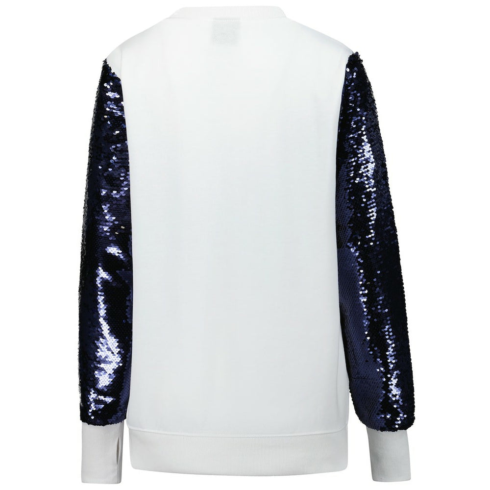 Dallas Cowboys Cuce Women's Sequin Sleeve V-Neck Pullover Sweatshirt- White - White Pullover