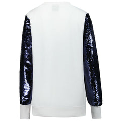Dallas Cowboys Cuce Women's Sequin Sleeve V-Neck Pullover Sweatshirt- White - White Pullover