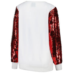 San Francisco 49ers Cuce Women's Sequin Sleeve V-Neck Pullover Sweatshirt- White - White Pullover